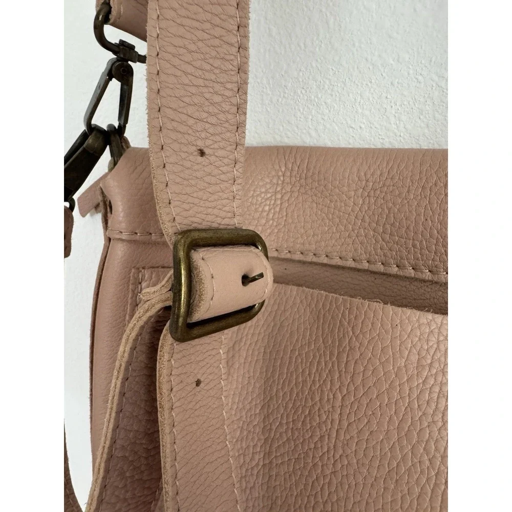 CALMA Genuine Leather Crossbody Bag Blush Pink Handcrafted in Spain